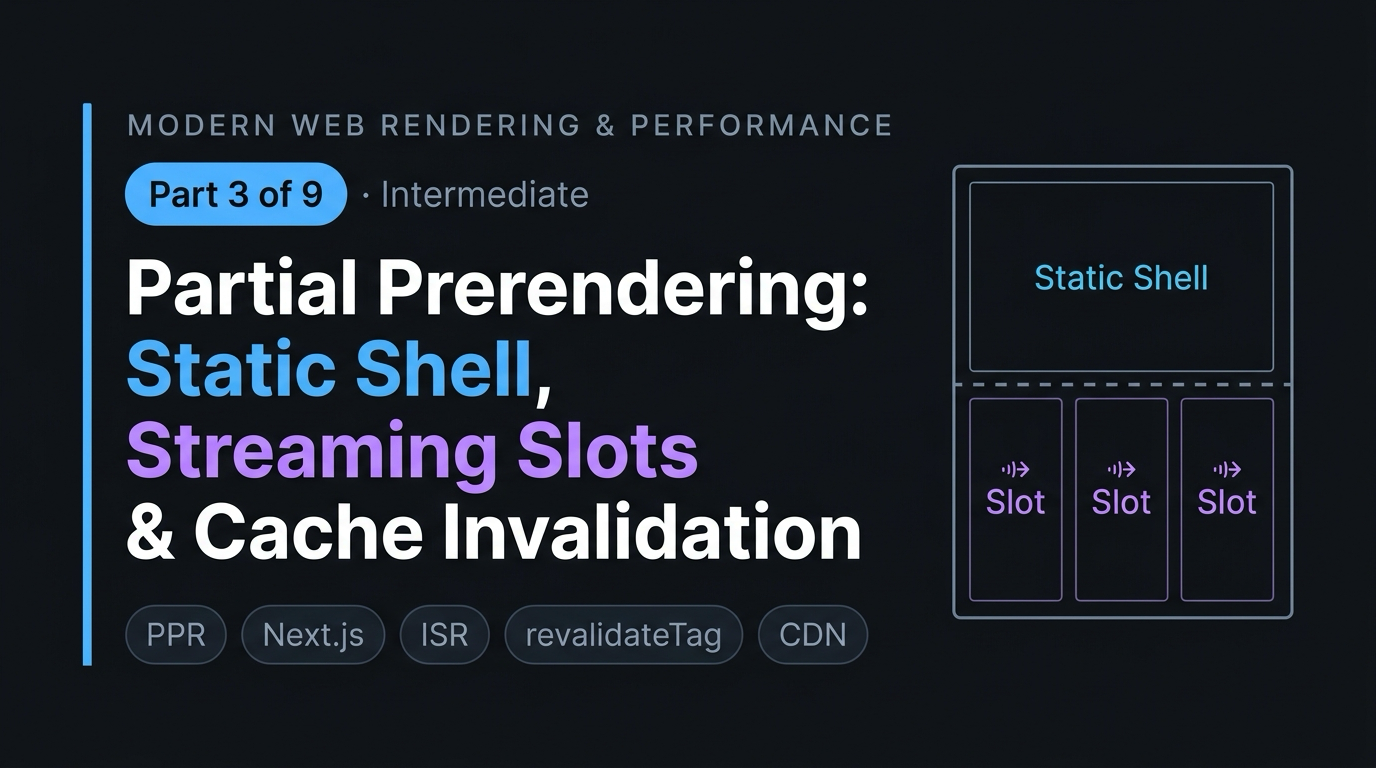 Partial Prerendering: Static Shell, Streaming Slots & Cache Invalidation